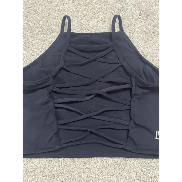 Buff Bunny Collection Ivy Crop Top Black Strappy Back Athletic Tank Size M - Image 9