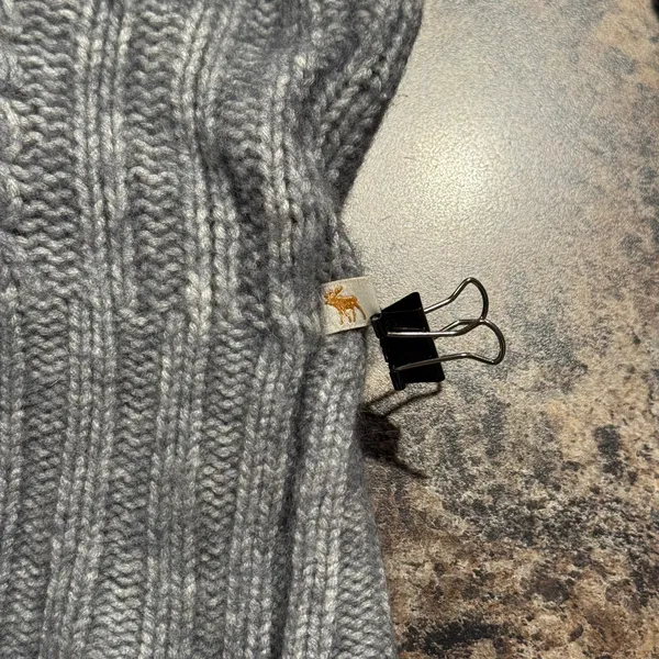 Abercrombie Sweater Wool Angora Cable Knit Turtleneck Y2K Preppy Gray Medium - Image 5