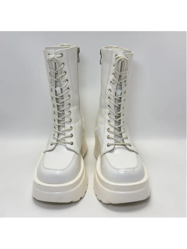 Women's Unbranded White Platform Boots Size 8.5 - Image 10