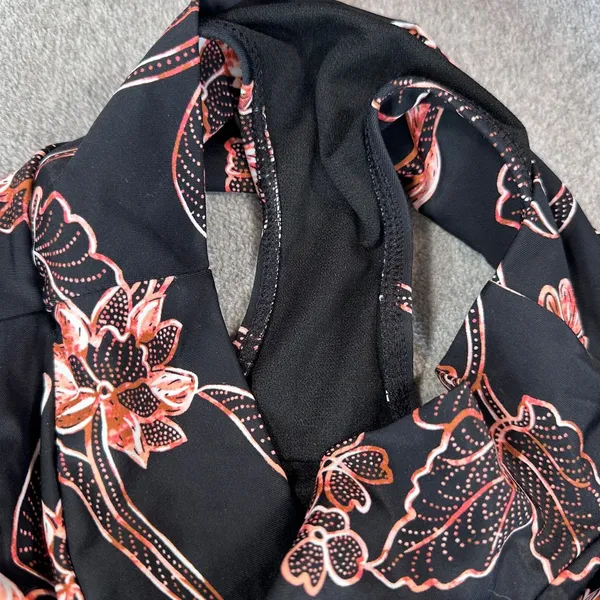 Sundazed High-Waisted Floral Bikini Bottoms Size Small Black / Pink Swim Suit - Image 6