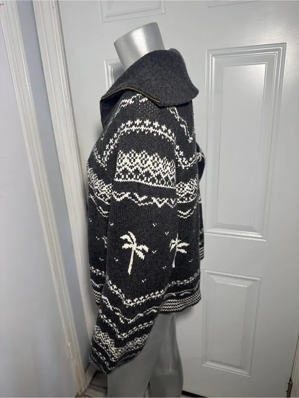 Marine Layer NWOT Whitney Quarter Zip Sweater L Palm Tree Fair Isle Après Ski - Image 6