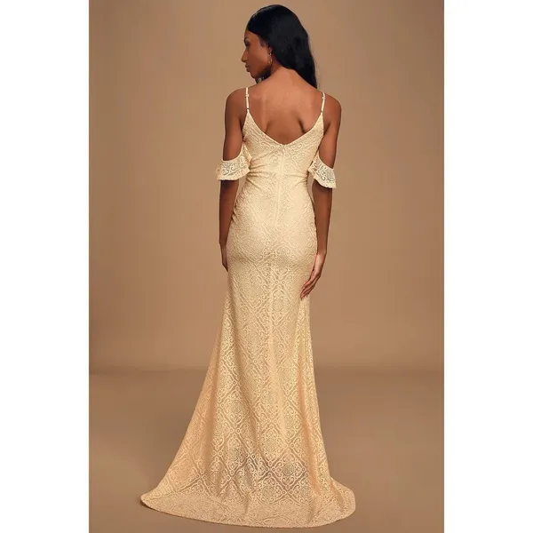 Lulu’s Declare My Love Cream Lace Cold-Shoulder Mermaid Maxi Dress - Image 4