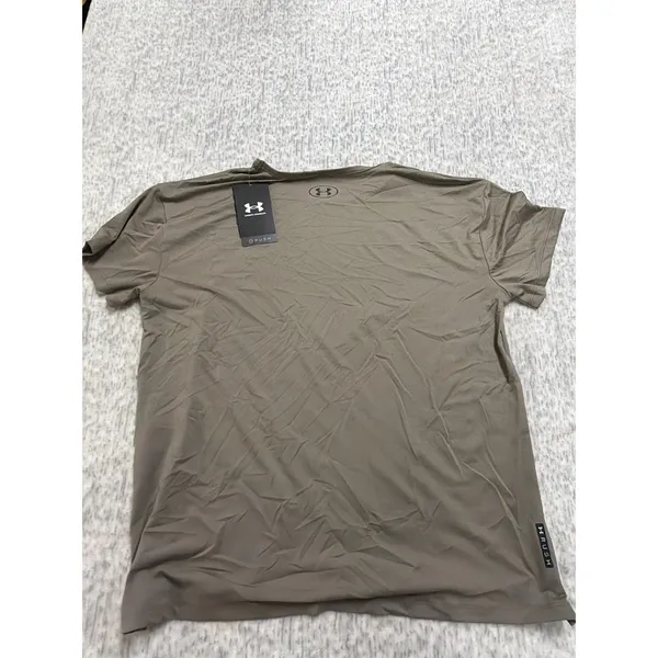 Under Armour Rush Women Small T-Shirt Taupe Brown Olive Short Sleeve Performance - Image 5