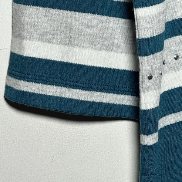 Alfred Dunner‎ Striped 3/4 Sleeve V Neck Top Stud Embellished Women's Size Small - Image 9