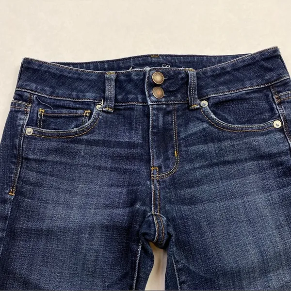 American Eagle Stretch Artist Crop‎ Jean Dark Was Denim Womens Size 0 - Image 3