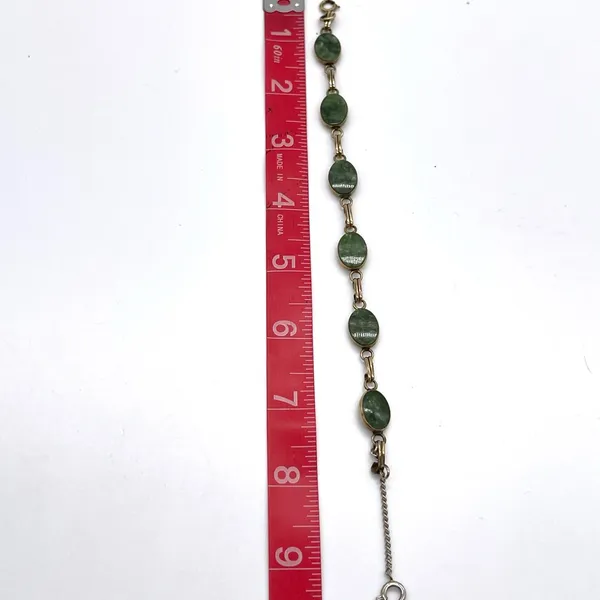 Vintage 12K GF Jade Bracelet Green - Image 2