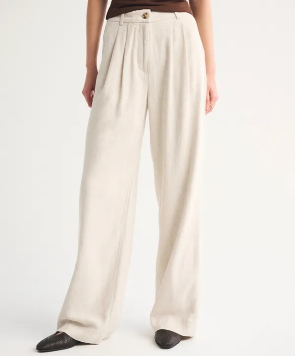 Abercrombie Sloane Linen Blend Tailored Wide Leg Pant - Image 2