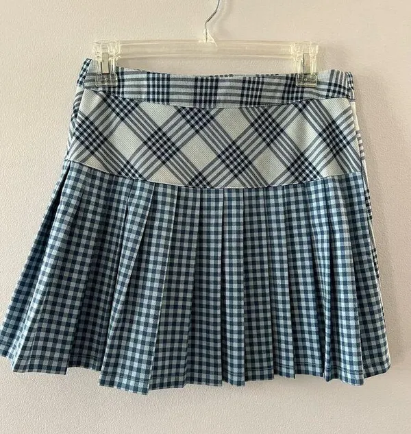Urban Outfitters Skirt Women's Medium Blue Plaid Twee Pleated Mini Academia - Image 5