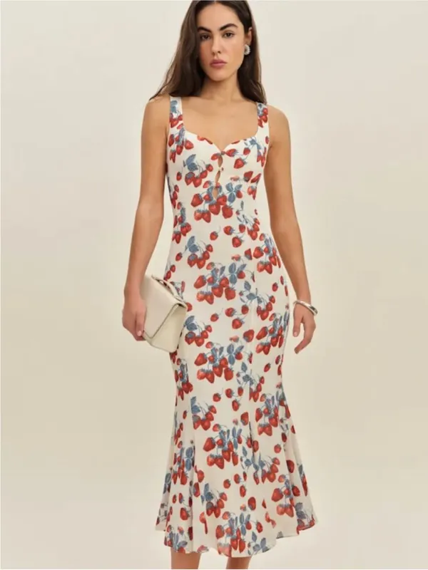 Reformation Laine Dress Strawberry Jam sz 6 NEW - Image 6