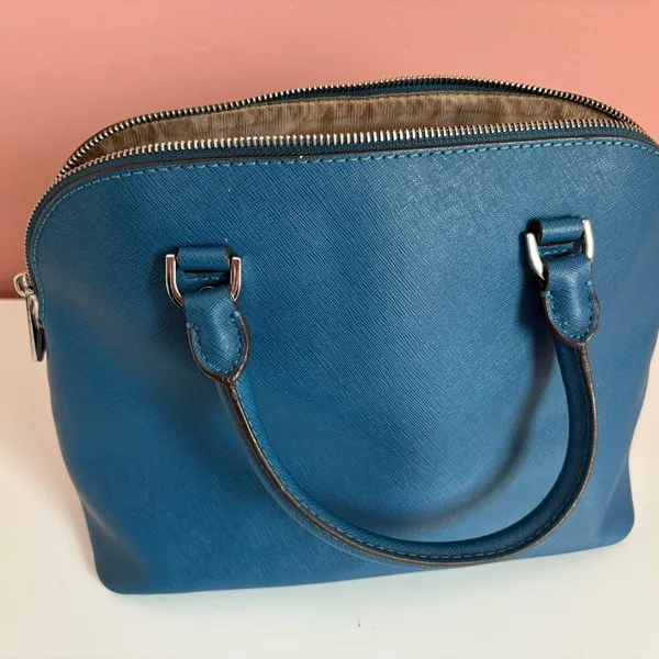 Michael Kors Teal Blue Saffiano Dome Satchel - Image 5