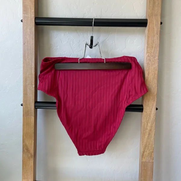 Xhilaration Ribbed Magenta Square Neck High-Waisted Bikini Set - Image 9