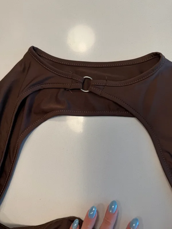 Amazon Brown Long Sleeve Crop Top - Image 2