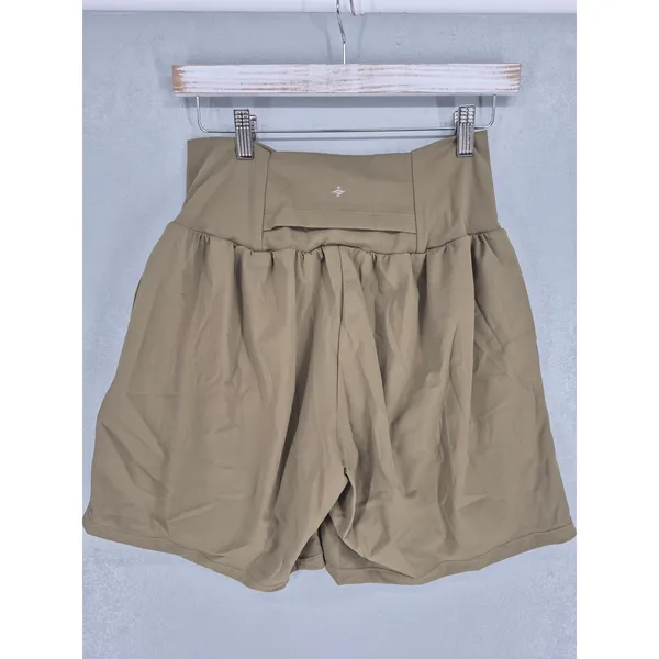 Halara Womens Athletic Shorts Olive Green Crossover Waistband Large - Image 3