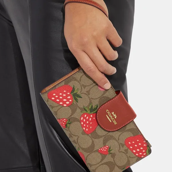 Coach Wild Strawberry Print Tech Wallet - Image 7