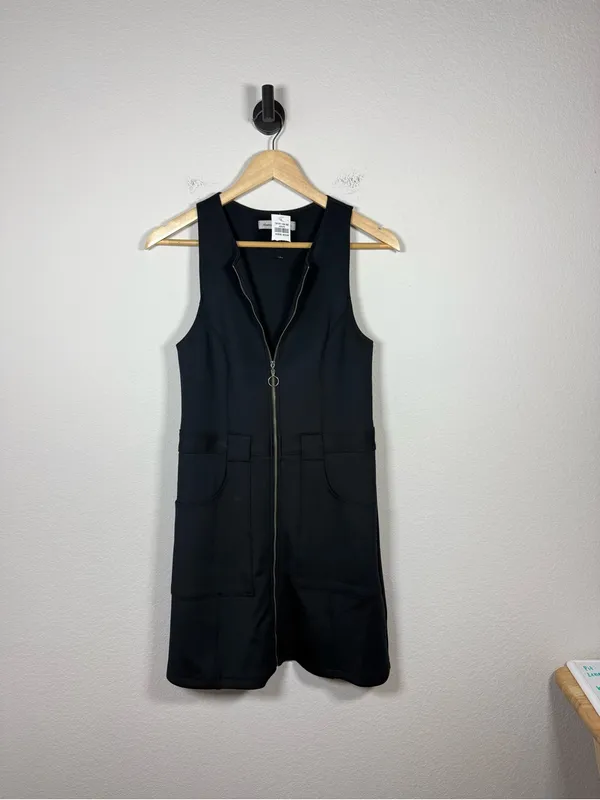Abercrombie & Fitch Full Zip Mini Dress Womens Medium Black Stretch Golf Style - Image 3