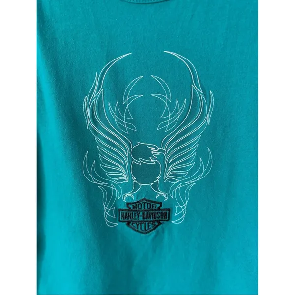 Vintage Harley Davidson Eagle Tank Top Turquoise Y2K Biker Tank - Image 4