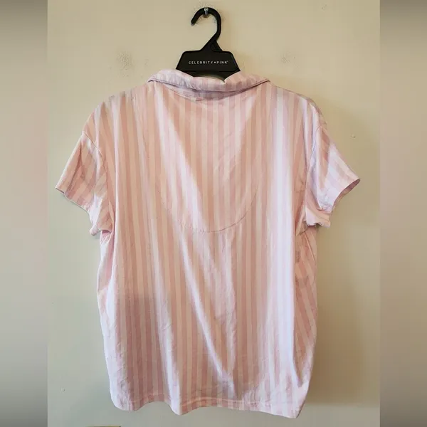 Laura Ashley pink button down sleep top size small - Image 2
