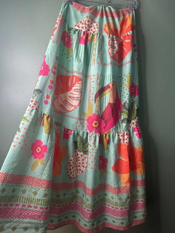 Tropical Hawaiian Maxi Skirt & Matching Bikini Set XS/S Island Resortwear beach - Image 5