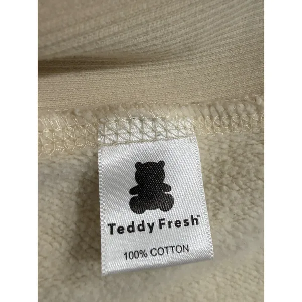 Teddy Fresh Cream‎ Full Zip Hoodie 100% Cotton Fleece Bear Zipper Pull Off White - Image 7