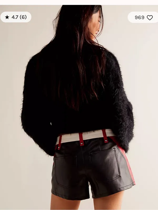 We The Free Photo finish White & Red Colorblock Faux Leather Moto Shorts - Image 2