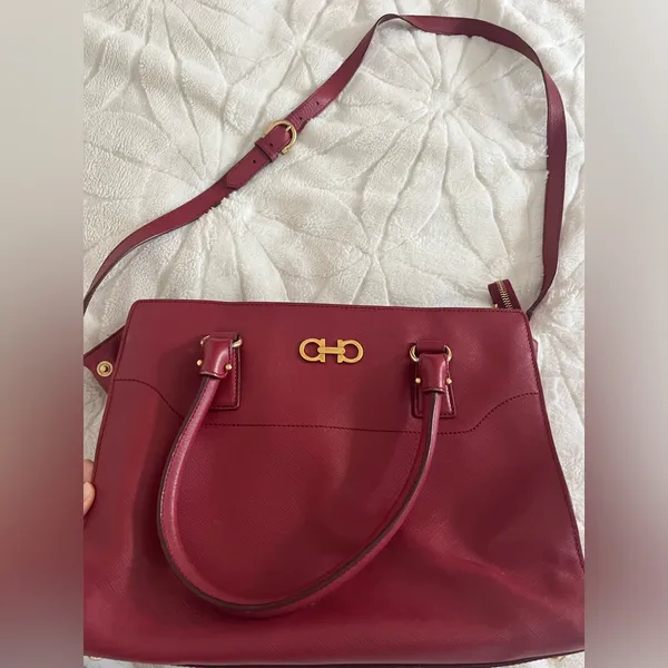 Salvatore, Ferragamo burgundy leather hand bag - Image 5