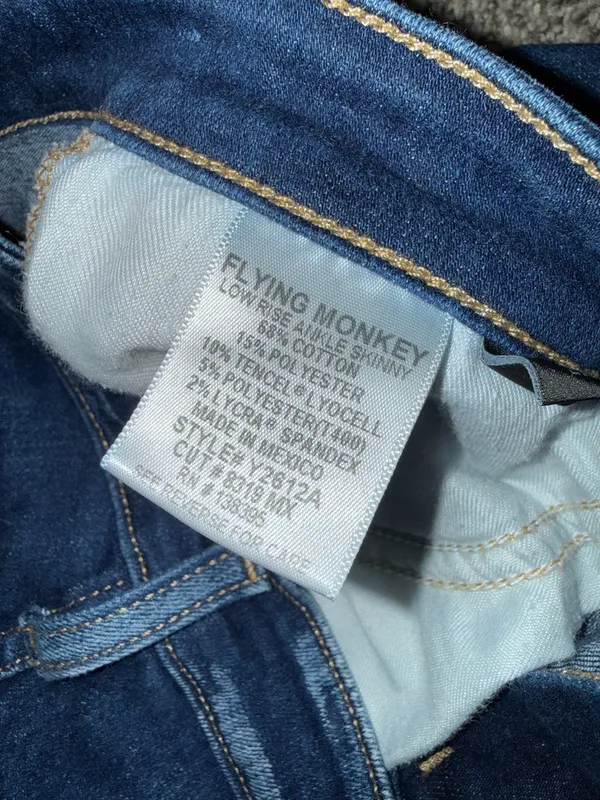 Flying Monkey Low Rise Ankle Skinny Jeans Dark Wash - Image 5