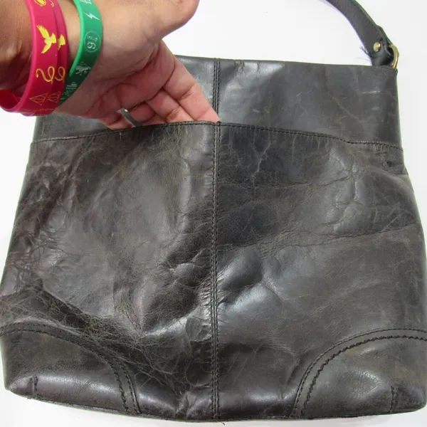 Born Black Leather Shoulder Bag Flip Opening Boho Classic Goth Minimalist - Image 9