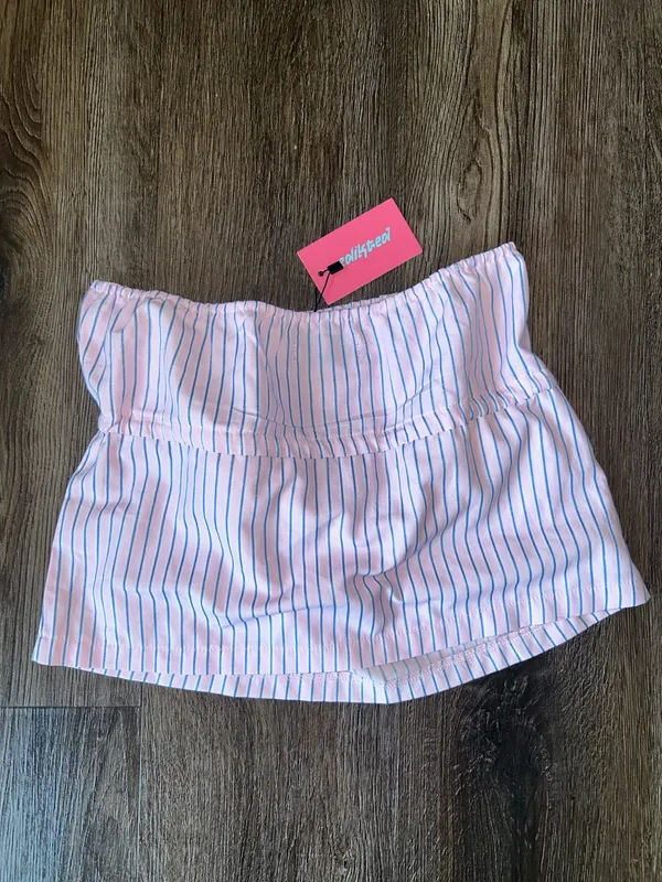 Edikted Pinstripe Tube Top - Image 4