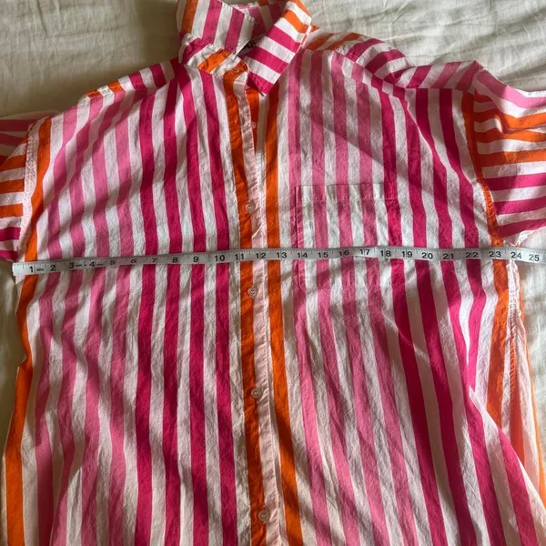 Beach Riot Revolve Alexa Pink Orange Stripe Cotton Button Down Swim Cover Up - Image 6