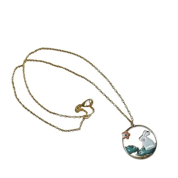 Bunny in the Clouds Gold-Tone Enamel Necklace - Image 7