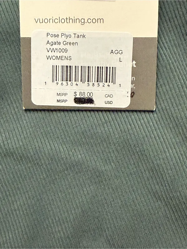 Vuori Women's Pose Plyo Tank Agate Green Size Large New w/tag - Image 2