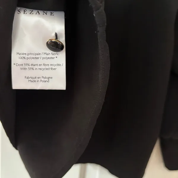Sézane Bénédicte Blouse Black FR 34 US 2 Small‎ Boho Balloon Sleeve Crepe Top - Image 15