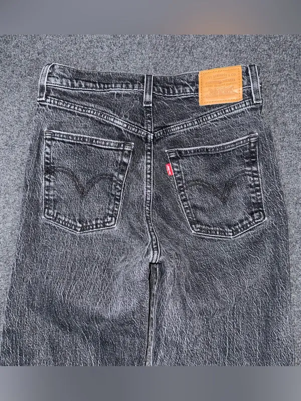 Levis Premium Ribcage Straight Ankle Jeans High Rise Black Denim Sz 27 Stretch - Image 4