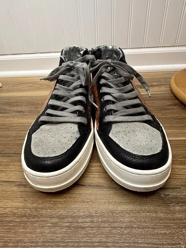 P448 Women's Skate High-Top Copper-Gold Sequin/Snakeskin Sneakers - Size - 39 - Image 6