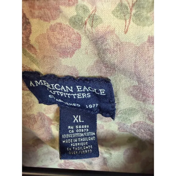 American Eagle Denim Jacket XL Womens Faux Shearling Collar Floral Lining Blue - Image 7