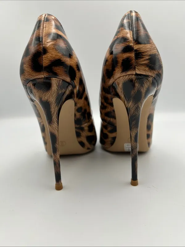 Elisabet Tang Leopard Print Stiletto Pumps - 4.3/4" High Heel Women's Size 9 - Image 8
