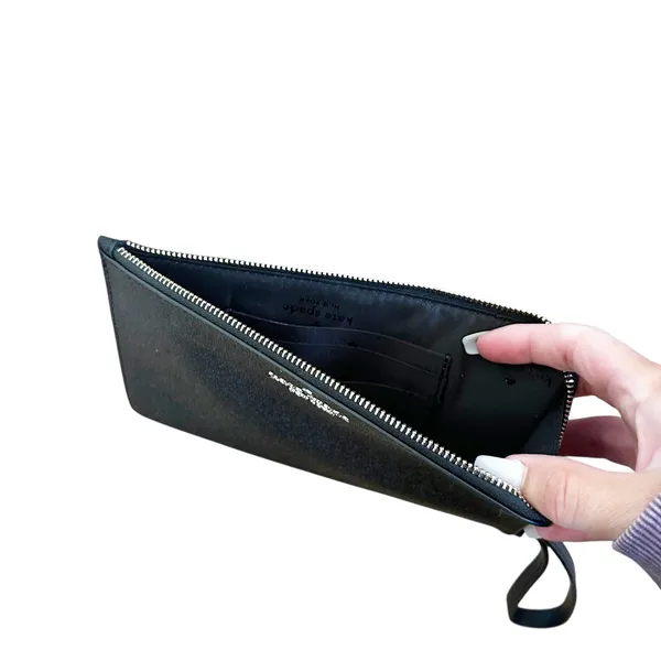 Kate Spade Black Glitter Zip Wallet Wristlet - Image 6