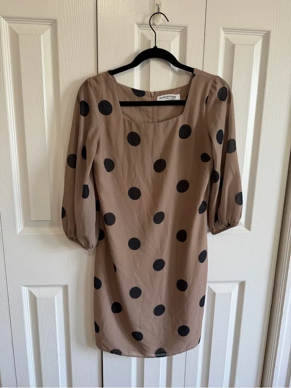 Amanda Uprichard Polka Dot Shift Dress Brown/Black Size Small - Image 2