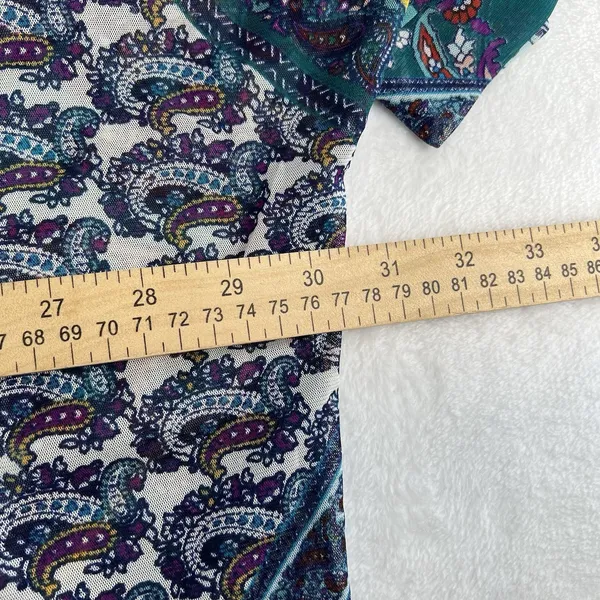 Chicos 3 US XL Overlay Tee Knit Top Multicolor Paisley 3/4 Sleeve Boho Layered‎ - Image 10