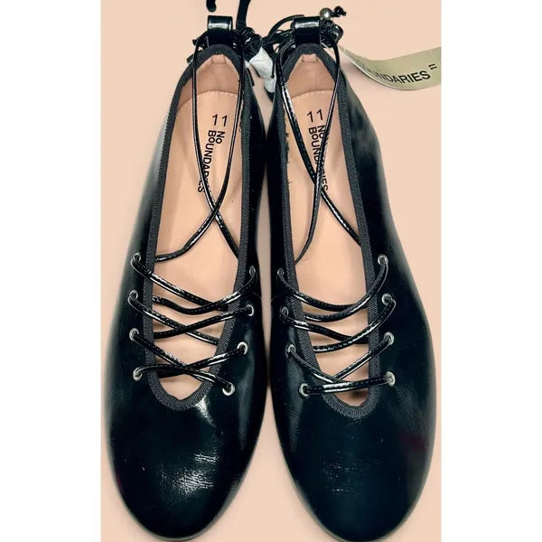 No Boundaries Corset Ballet Flats Black Lace Up Ankle Tie Womens Shoes Sz 7 NWOB - Image 3