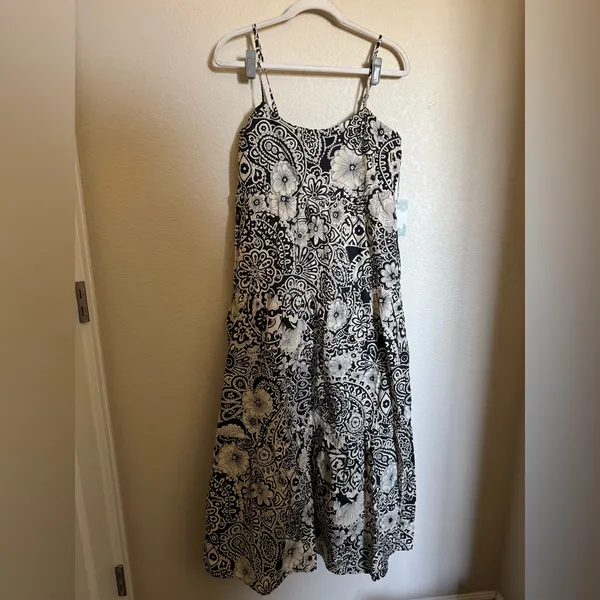 Tuckernuck‎ Hyacinth House Floral Tiered Tilly Dress sz m NEW black cream boho - Image 4