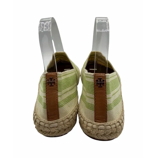 Tory Burch Striped Espadrille Slip-On Flats Green‎ Ivory Canvas Jute Women’s 10 - Image 2
