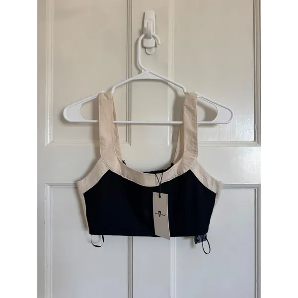 NWT 7 For All Mankind black‎ & cream linen blend top & skirt set size xs - Image 2