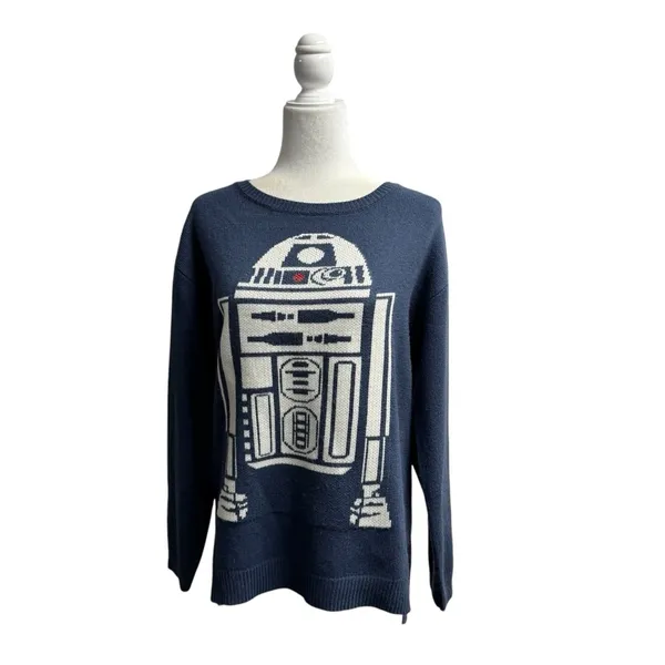 Star Wars Her Universe R2-D2 Droid Pullover Sweater Knit Blue Small S - Image 2
