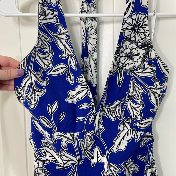 EUC Bardot women’s Petra halter electric blue floral high low‎ sundress dress XS - Image 2