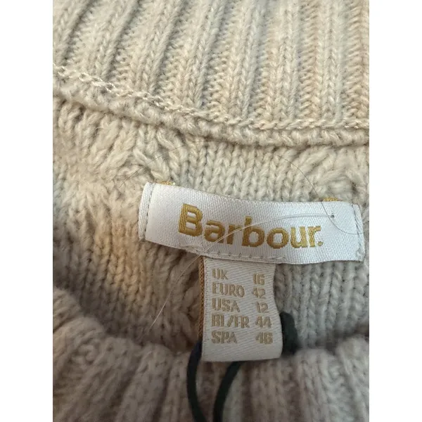Barbour Daffodil Knit Pull Over wool Sweater Women's Sz 12 Oatmeal NWT - Image 3
