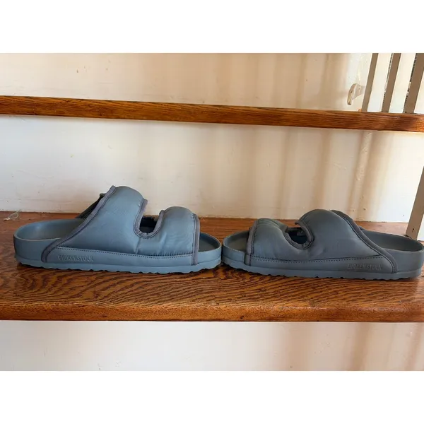 Birkenstock Arizona‎ Cosny 1774 Blue Grey Padded Quilted Slide Sandals Size 7 - Image 6