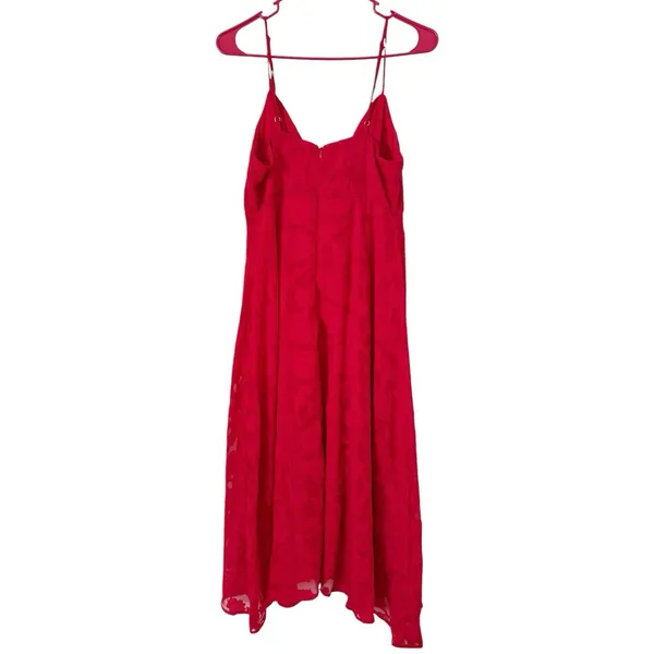 Lulus Perfectly Picturesque Red Floral Burnout Surplice Midi Dress Size Large - Image 5