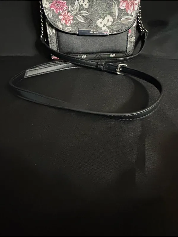 Nine West Black Floral Crossbody with Pink and Cream Blooms - Image 6