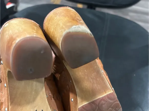 UGG Tan Woven Leather Clog Mules - Image 7